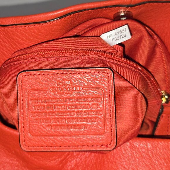 Coach Madison Phoebe Tomato Red Pebbled Leather 3 Compartment Hobo Bag F35723 - Picture 7 of 15